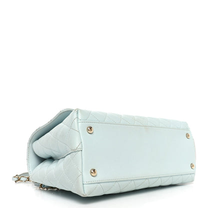 Caviar Quilted Small Coco Handle Flap Light Blue