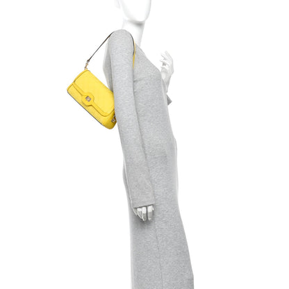 GG Monogram Textured Dollar Calfskin Small Luce Shoulder Bag Yellow