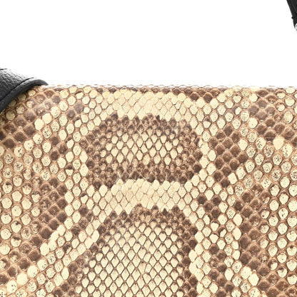 Snakeskin Lockme II Top Handle Black