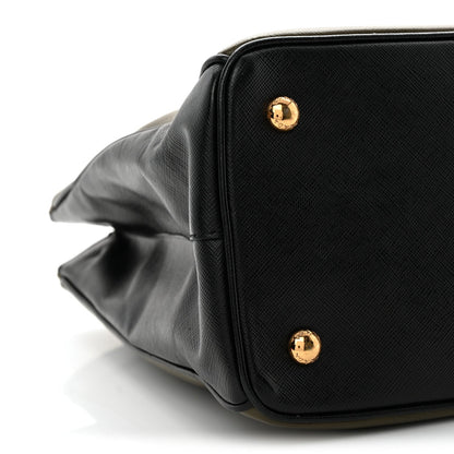 Saffiano Lux Bi-Color Medium Tote Militare Black