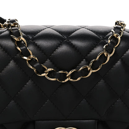 Lambskin Quilted Mini Square Flap Black