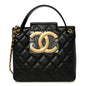 Lambskin Quilted Giant CC Shoulder Bag Black