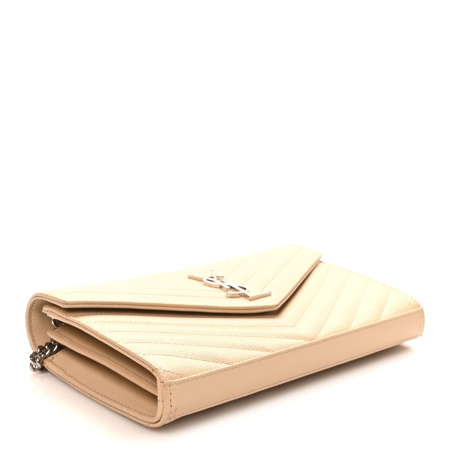 Grain De Poudre Matelasse Chevron Monogram Chain Wallet Nude Powder