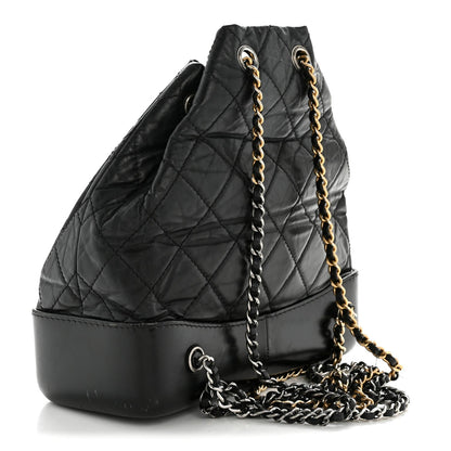 Aged Calfskin Quilted Small Gabrielle Backpack Black