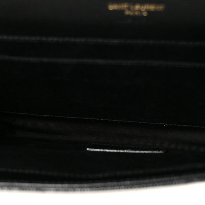 Grain De Poudre Matelasse Chevron Monogram Cassandre Flap Pouch Black