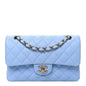 Caviar Quilted Small Double Flap Light Blue