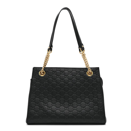 Guccissima Signature Medium Shoulder Tote Bag Black