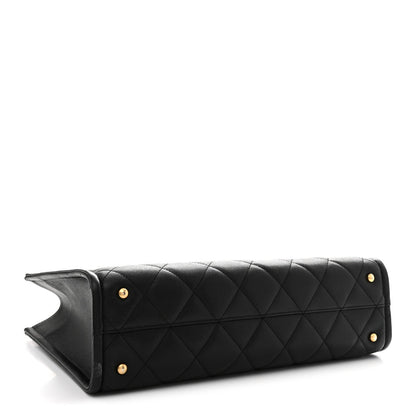 Caviar Quilted Chain Large Shopping Tote With Coin Purse Black