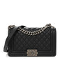 Lambskin Quilted Medium Boy Flap Black