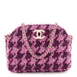 Tweed Quilted Mini Clutch With Chain Purple