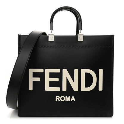 Vitello King Plexiglass Medium Fendi Sunshine Shopper Tote Black White