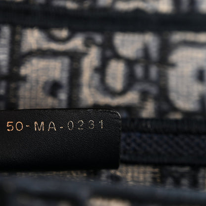 Oblique Embroidered Saddle Bag Blue