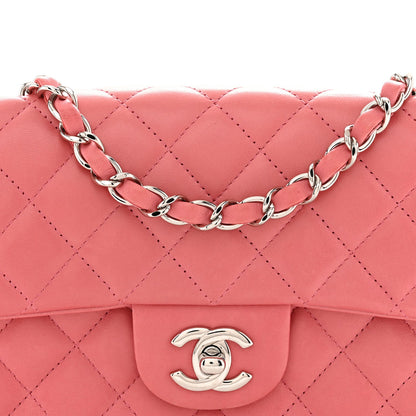 Lambskin Quilted Mini Rectangular Flap Pink