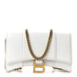 Shiny Box Calfskin Hourglass Chain Bag White