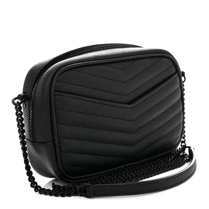 Grain De Poudre Matelasse Monochrome Monogram Mini Lou Camera Bag Black