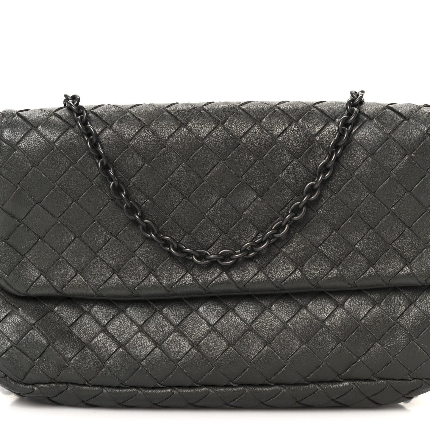 Nappa Intrecciato Small Chain Crossbody Light Grey