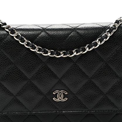 Caviar Quilted Wallet On Chain WOC Black