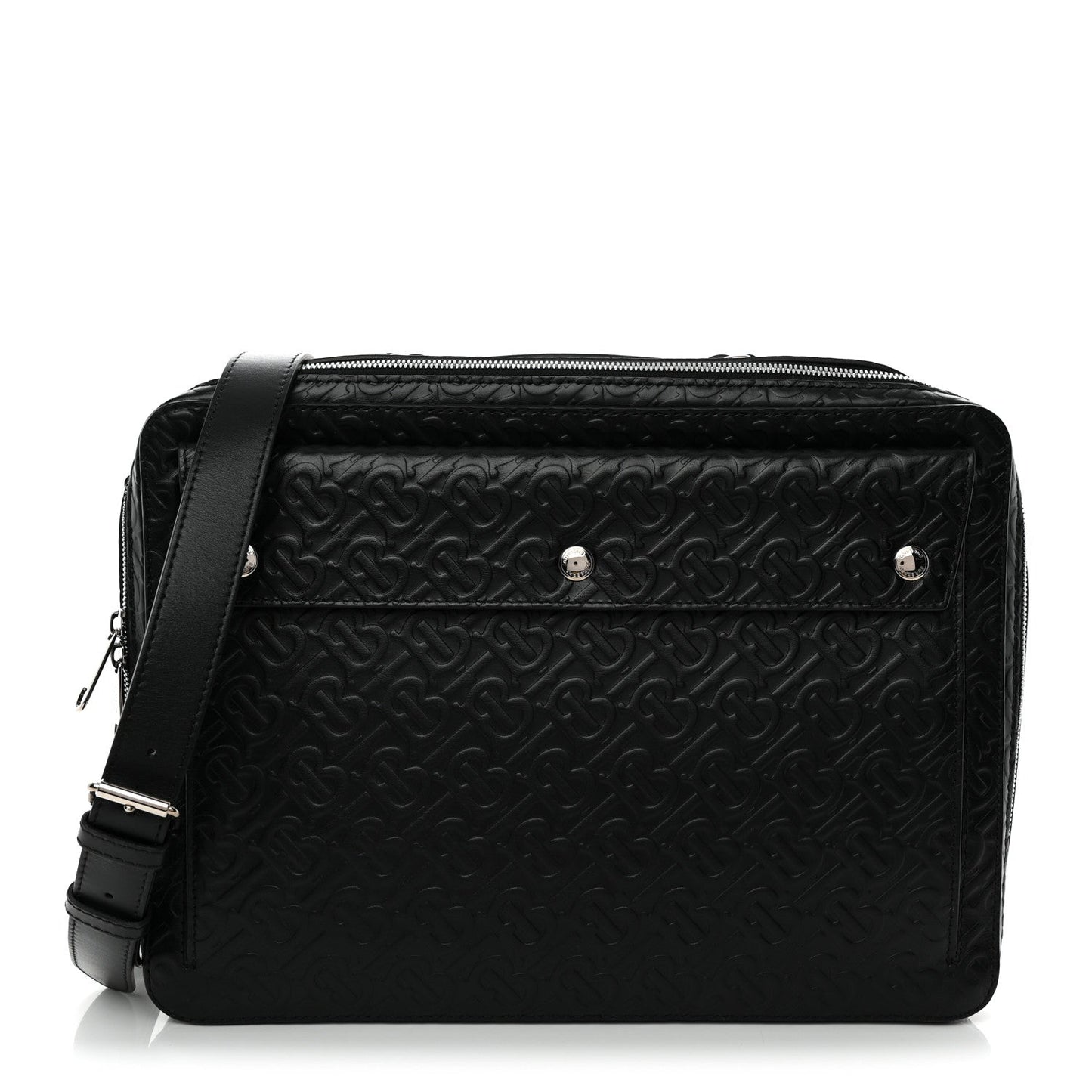 Calfskin Embossed TB Triple Stud Briefcase Black