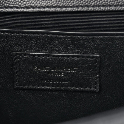 Grain De Poudre Textured Mixed Matelasse Triquilt Medium Monogram Monochrome Satchel Black