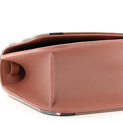 Grained Calfskin House Check Small Madison Shoulder Bag Dusty Pink