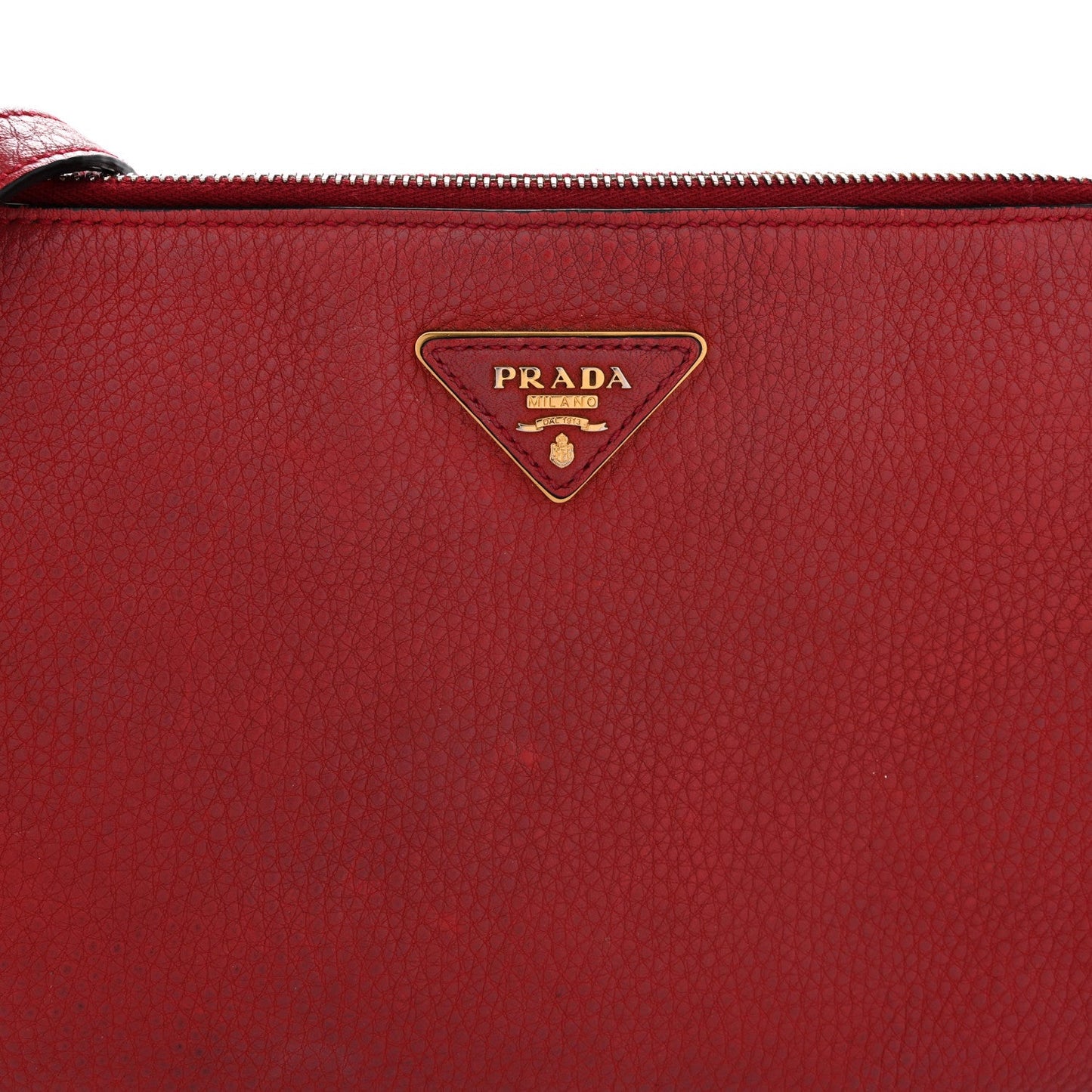 Vitello Daino Zippered Crossbody Bag Rosso