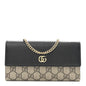 Dollar Calfskin GG Supreme Monogram Petite GG Marmont Wallet Chain Bag Black Beige Ebony