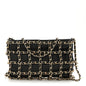 Lambskin Chain Frame Shoulder Bag Black
