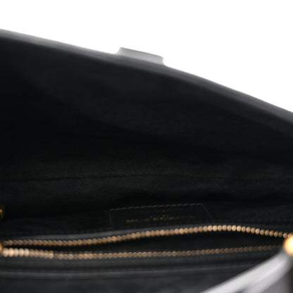 Grained Calfskin Saddle Bag Black