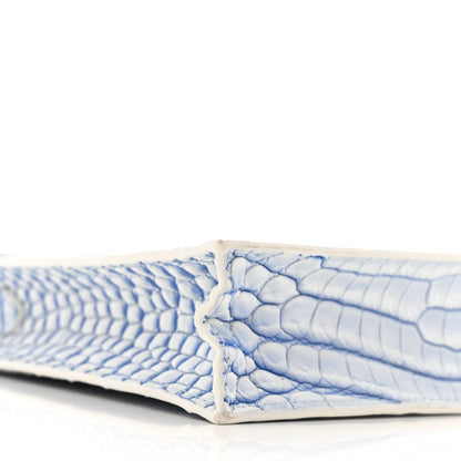 Crocodile Niloticus Sac Plat XS Mat Meringue White Blue