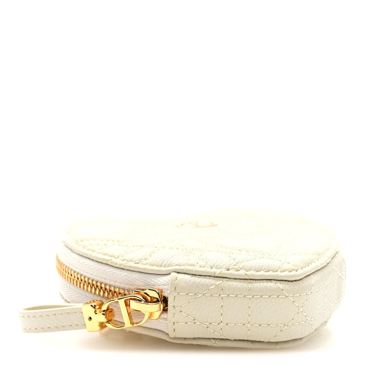 Calfskin Cannage Dioramour Caro Heart Pouch With Chain White