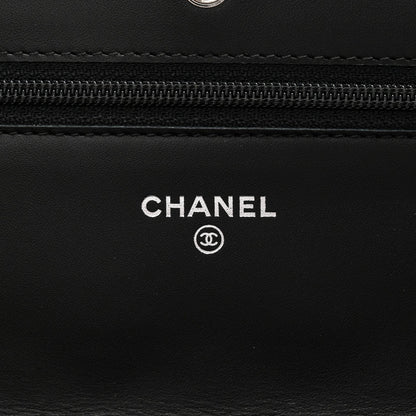Patent Quilted Wallet On Chain WOC Black