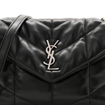 Lambskin Quilted Toy Loulou Puffer Monogram Chain Satchel Black