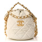 Caviar Quilted Coco First Bucket Clutch With Chain White