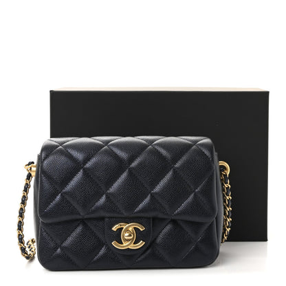 Iridescent Caviar Quilted Mini My Perfect Flap Black