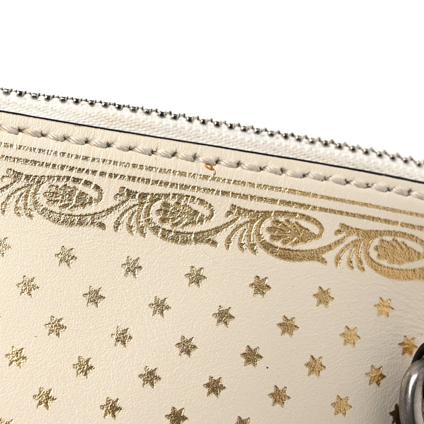 X SEGA Calfskin GUCCY Stars Mini Dome Shoulder Bag Mystic White Gold