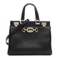 Grainy Calfskin Small Zumi Top Handle Bag Black