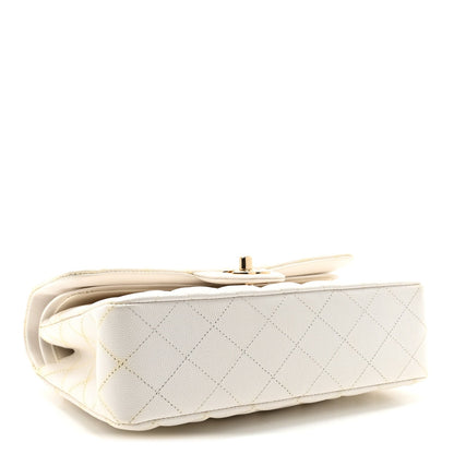 Caviar Quilted Small Double Flap White