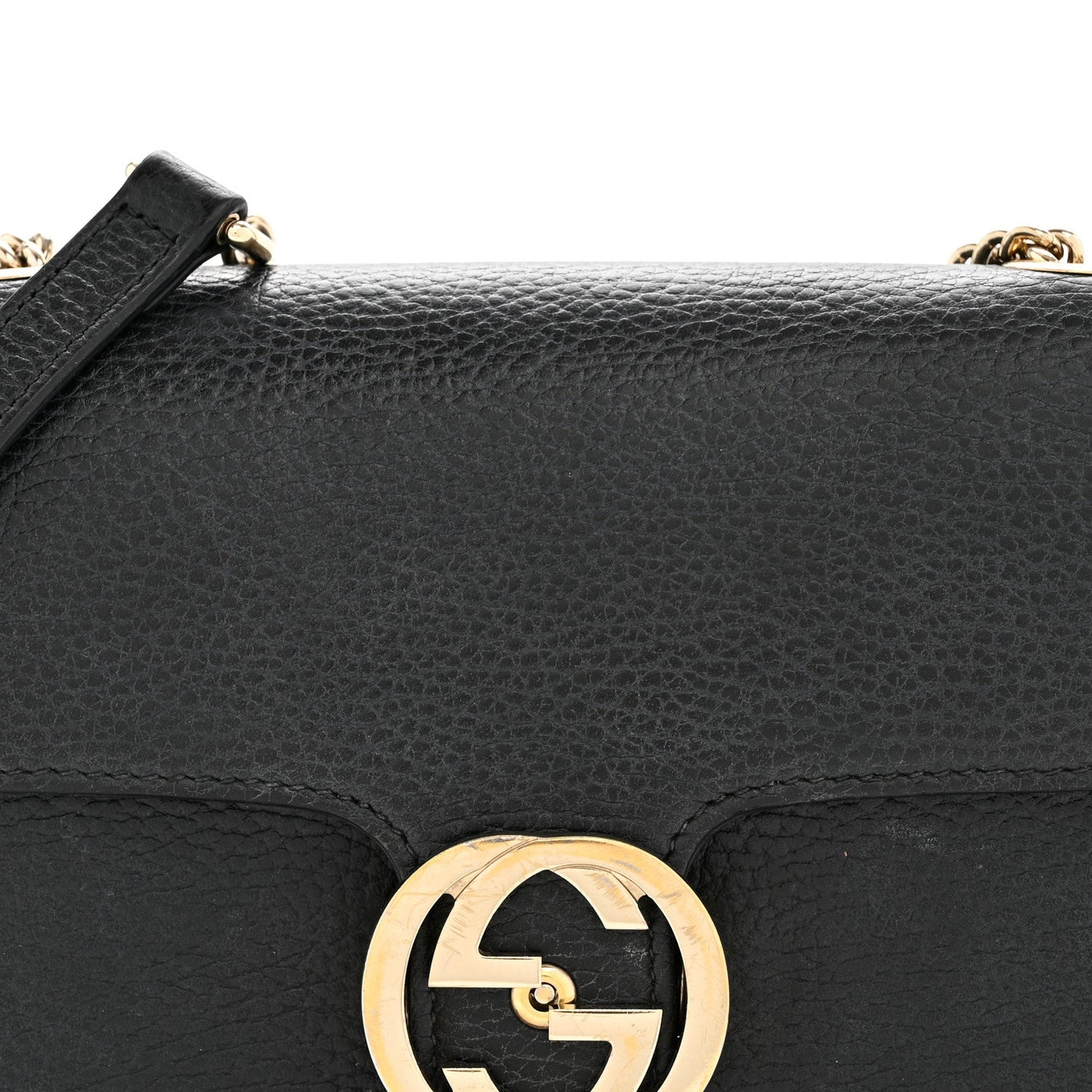 Dollar Calfskin Small Interlocking G Shoulder Bag Black