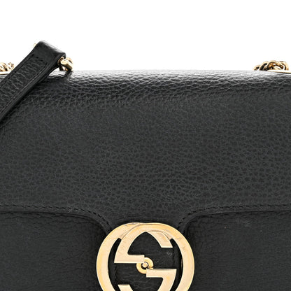 Dollar Calfskin Small Interlocking G Shoulder Bag Black