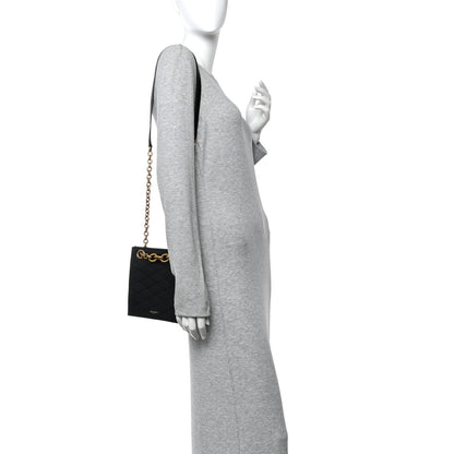 Lambskin Quilted Le Maillon Square Crossbody Bag Black