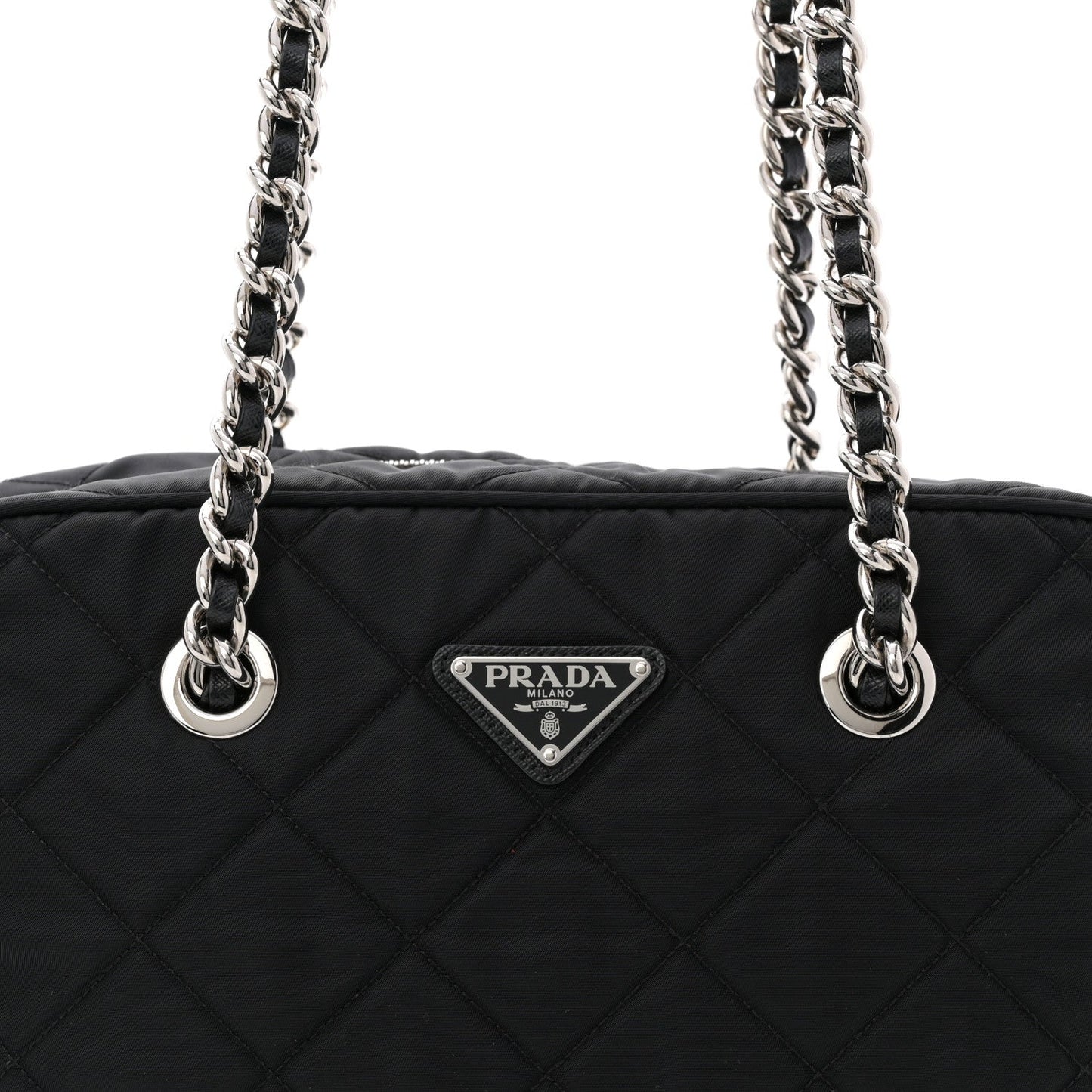 Nylon Tessuto Impuntu Quilted Shoulder Bag Black