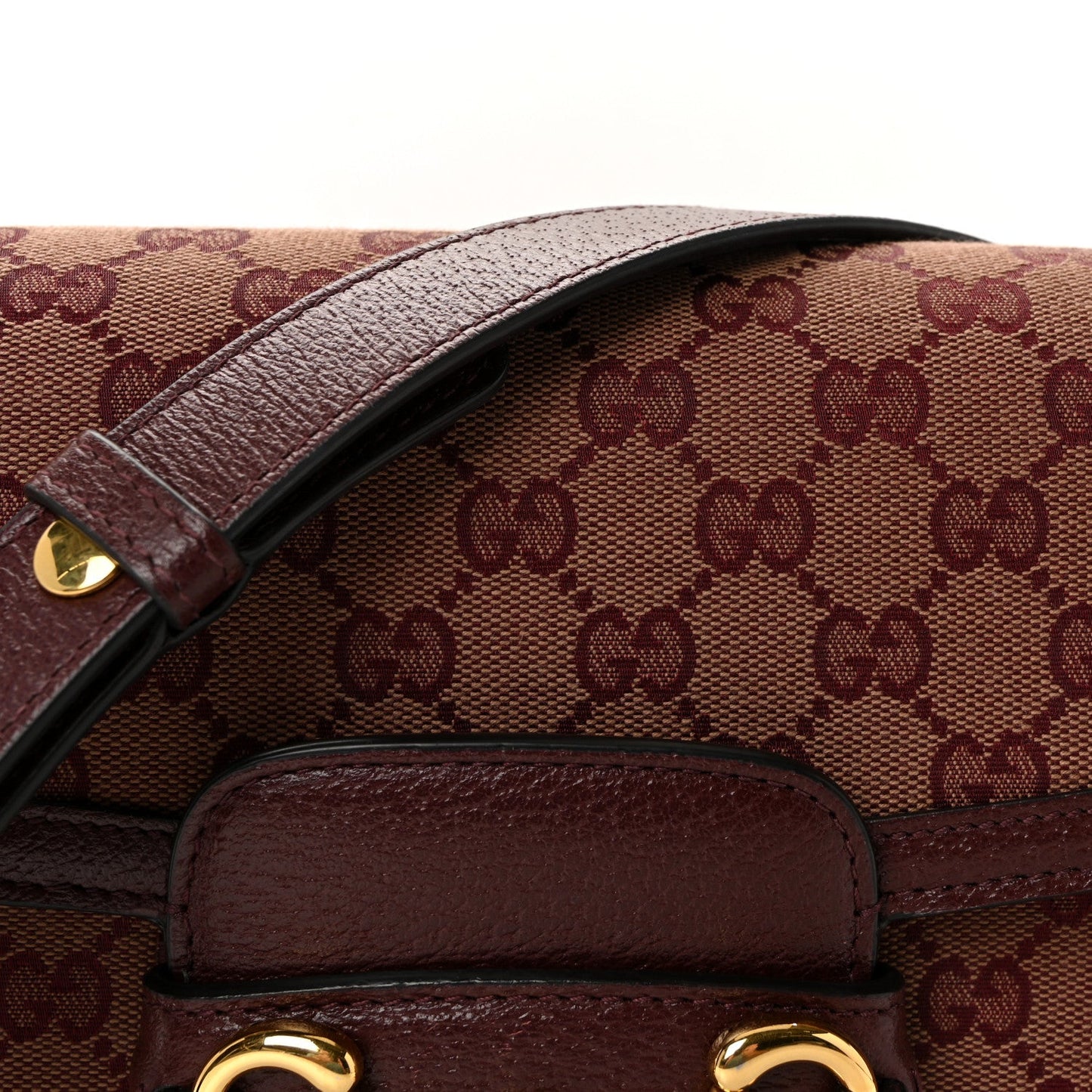 Monogram Textured Dollar Calfskin Horsebit 1955 Shoulder Bag Sahara Rubino Chardonnay