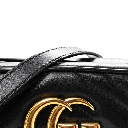 Calfskin Matelasse Small GG Marmont Chain Shoulder Bag Black