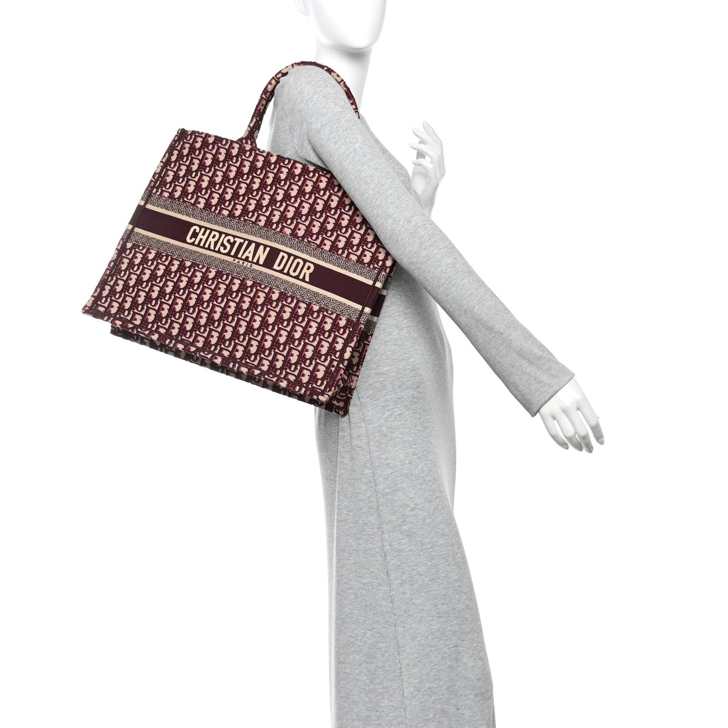 Oblique Large Book Tote Burgundy Multicolor