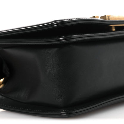 Calfskin Chevron Quilted Medium Boy Flap Black