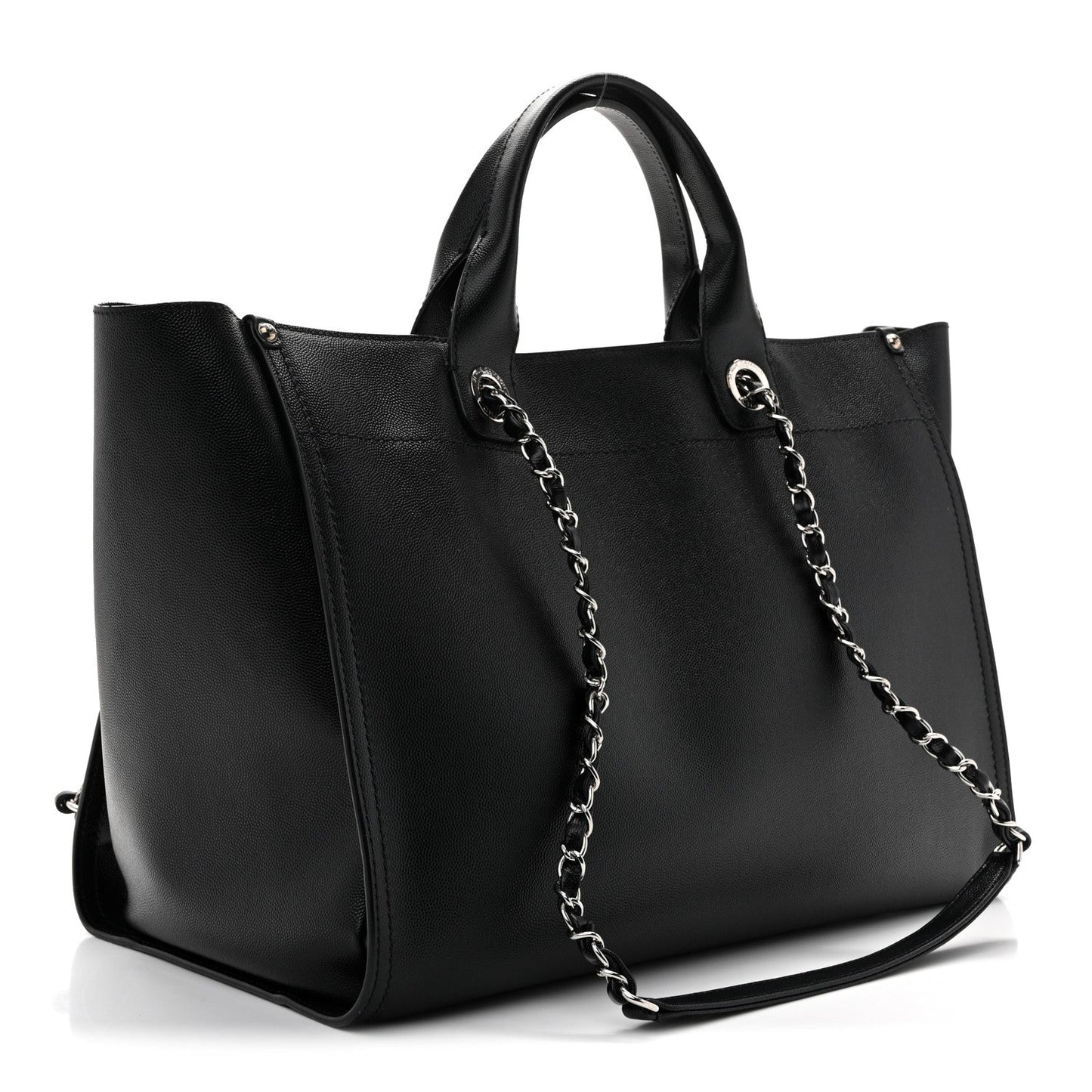 Caviar Medium Studded Deauville Tote Black