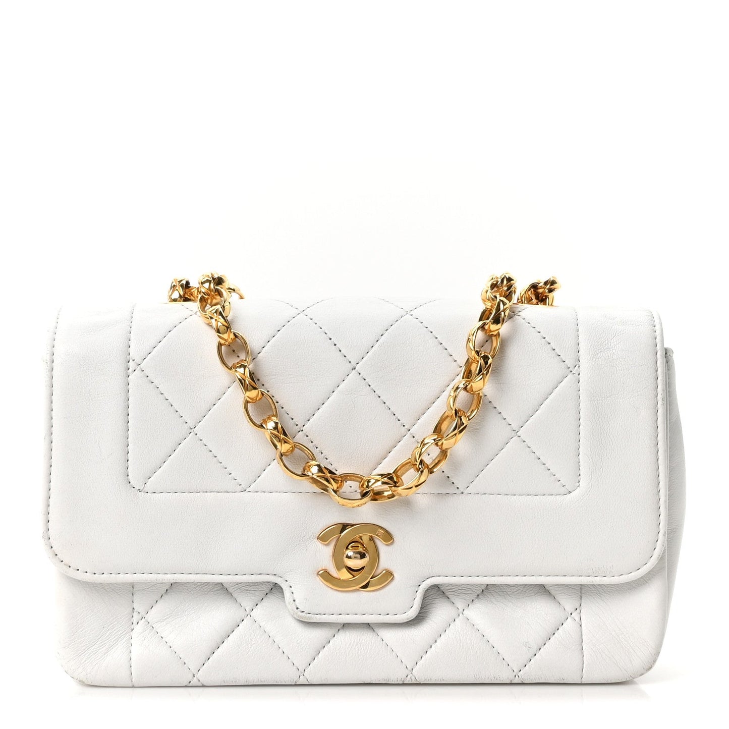 Lambskin Quilted Mini Flap Bag White