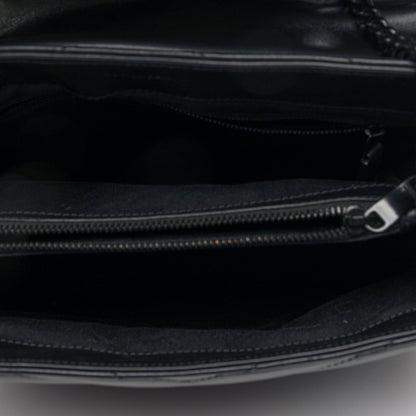 Calfskin Y Quilted Monogram Monochrome Medium Loulou Chain Satchel Black