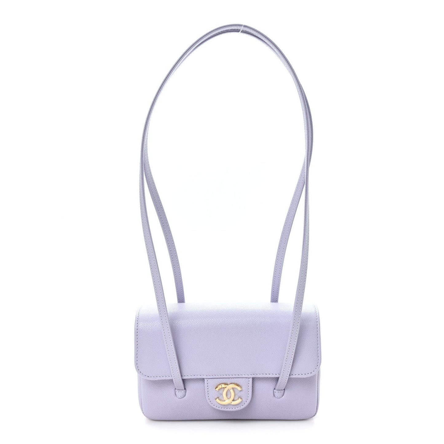 Shiny Caviar Mini Preppy Coco Shoulder Bag Purple