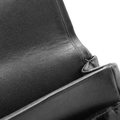 Patent Quilted Jumbo Double Flap Black